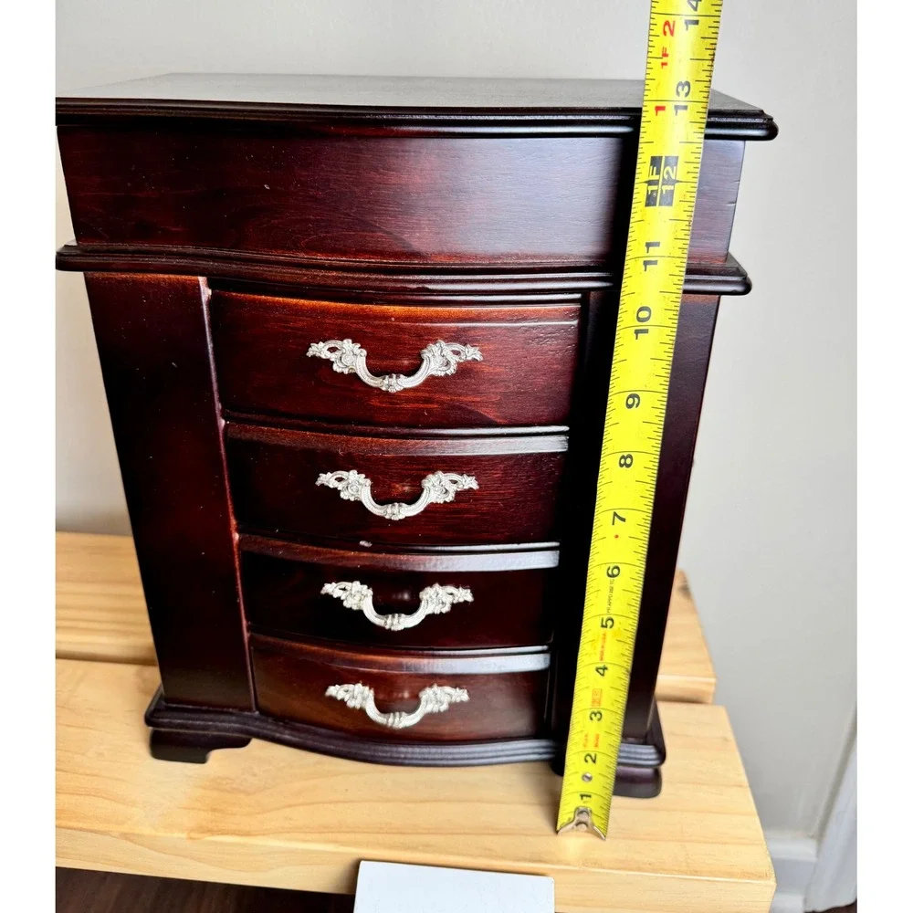 Vintage Wood Jewelry Box Romantic Whimsigoth Armoire Tabletop Organizer‎